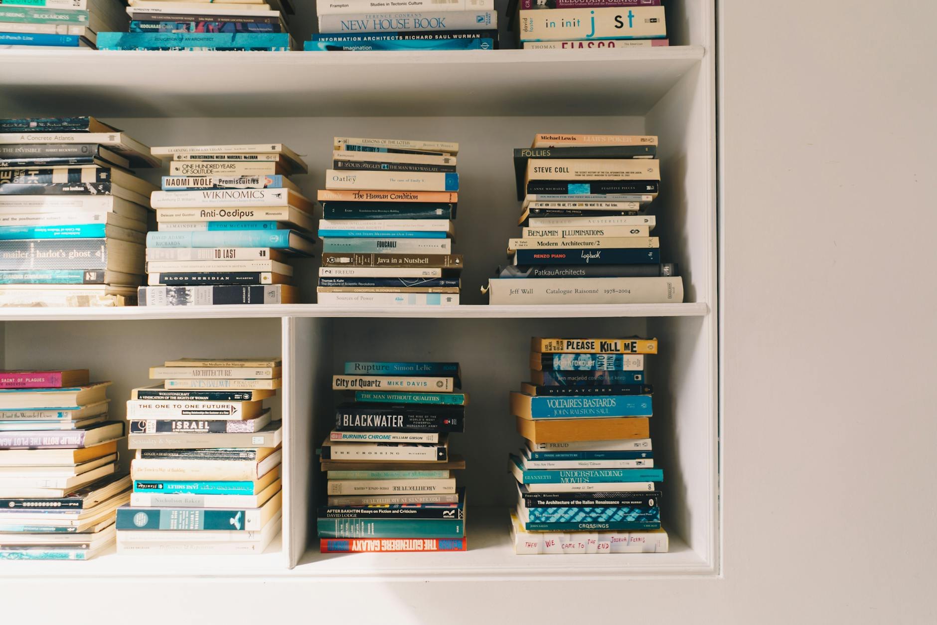 After transformation: elegantly styled bookshelf with organized royal reels display